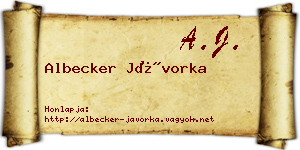 Albecker Jávorka névjegykártya